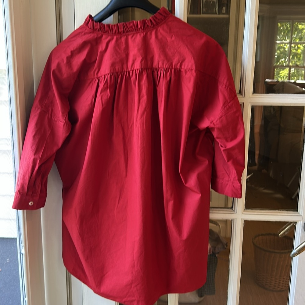 Red Ruffle Collar Blouse - Picture 5 of 10
